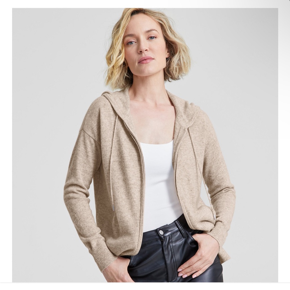 100% cashmere Sweater zippered hoodie